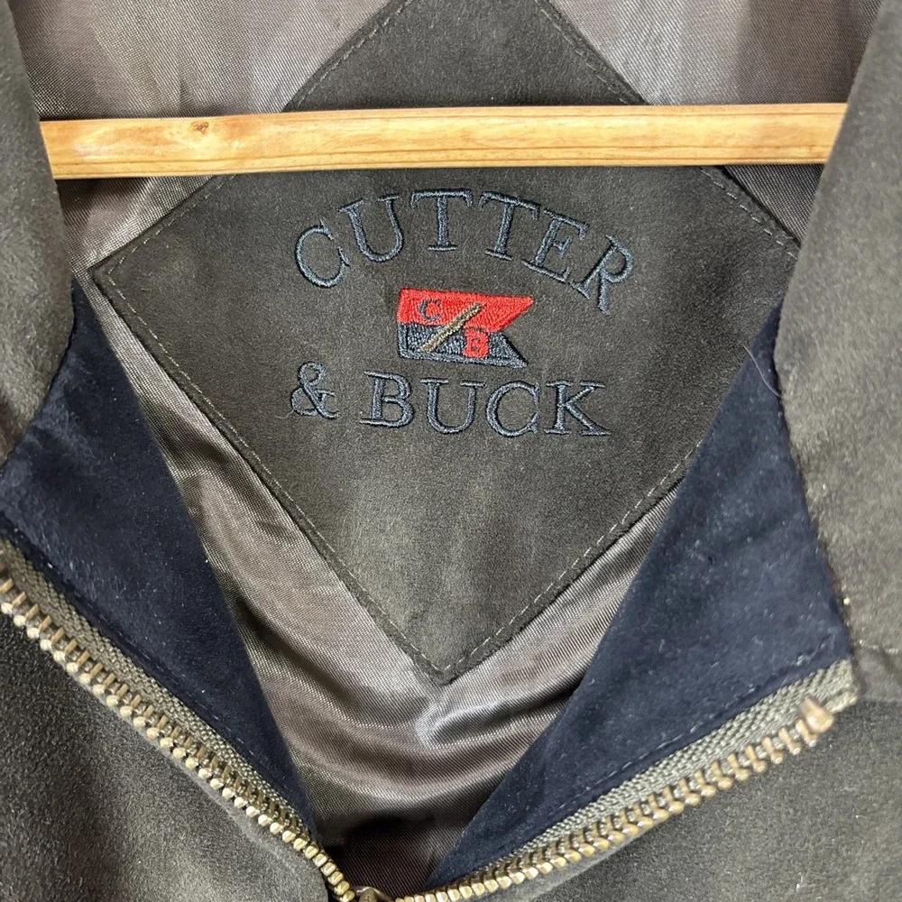Cutter & Buck SOFT‎ Faux Suede Bomber Jacket Olive Sz XXL Golf Preppy Classic